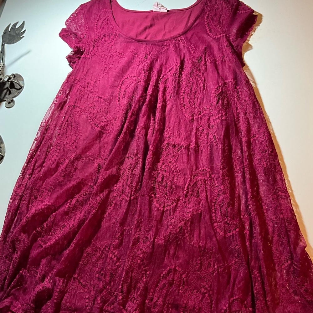 Others Follow Red Pleated Sundress with Flutter Cap Sleeves